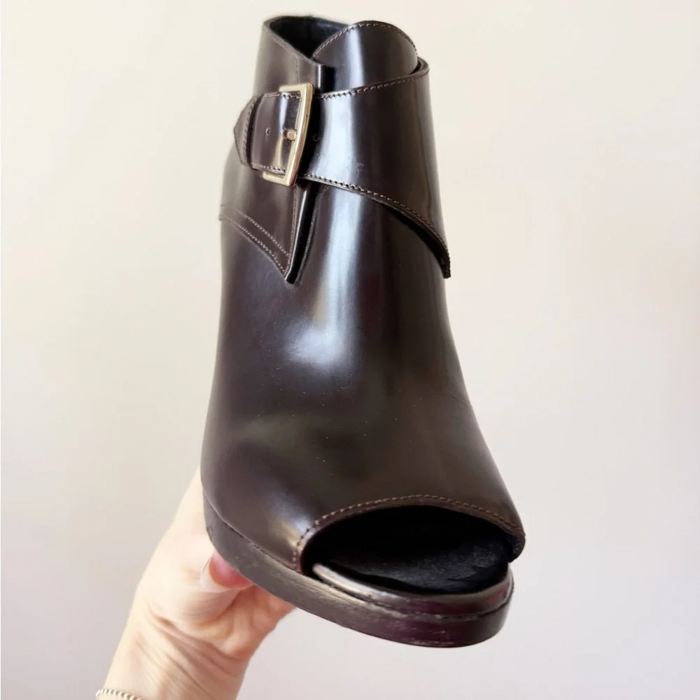 Burberry Brown  Leather Moto Bootie - size 39.5 or US size 9 - NWOB - Picture 3 of 13